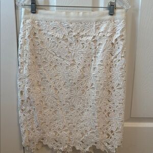 LOFT Off-White lace skirt